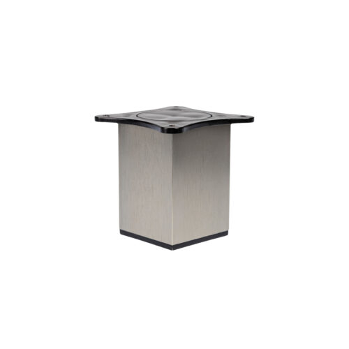 Aluminum inox square furniture leg 65x65 with plastic fixing plate with furniture glider